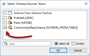 Setting Schema Source to Schema From Table